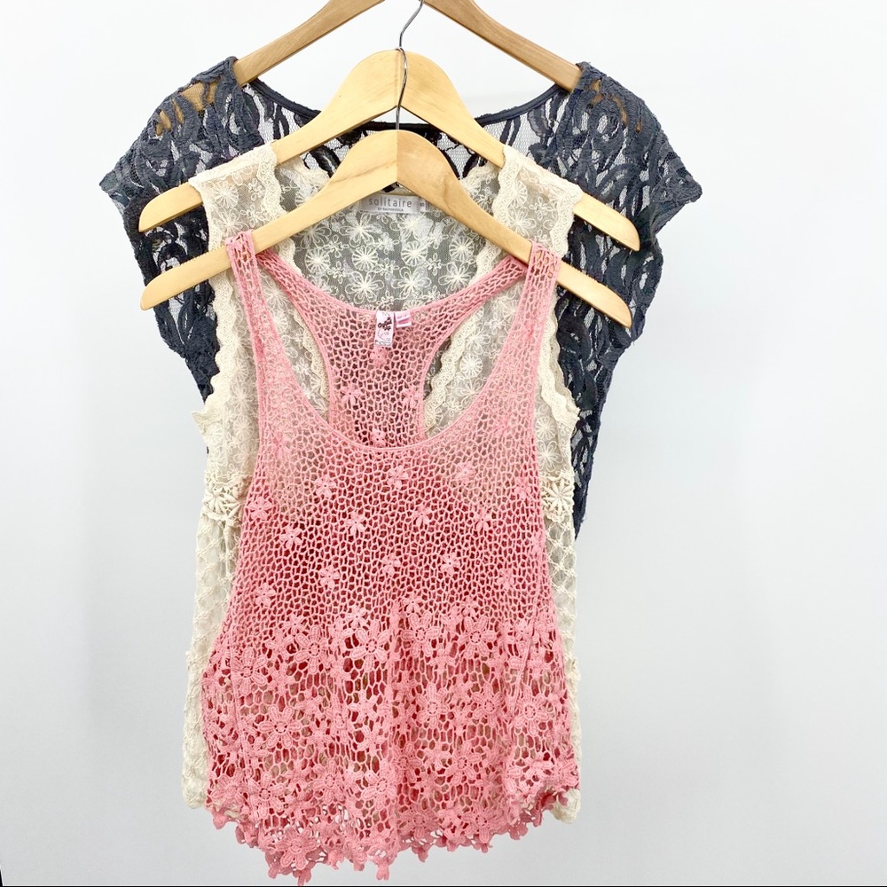 Boho Festival Crochet Lace Top Bundle X 3 SZ S/M - Picture 16 of 16